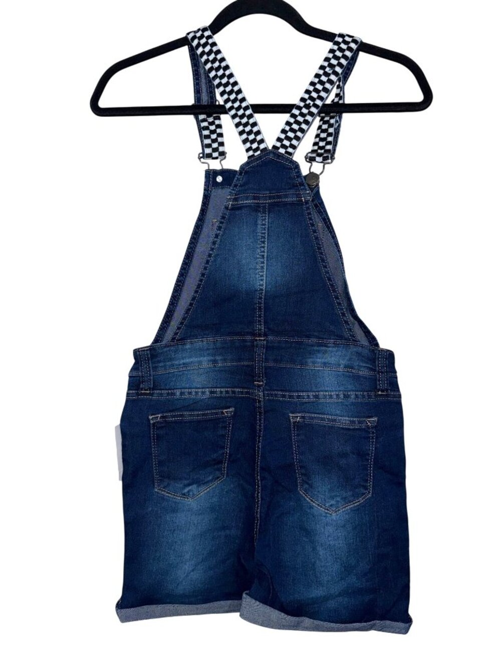 Vigoss Girls Denim Shortalls XL With Star Patch & Checkered Straps - Picture 5 of 5